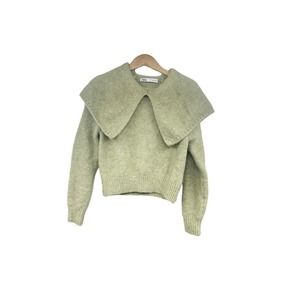 Zara Sweater Womens Small Light Green Wide Lapel Knitted Long Sleeve Soft